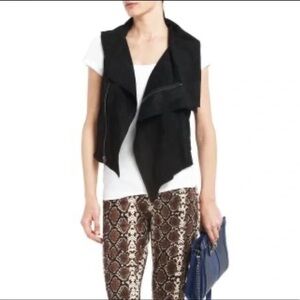 BCBG MaxAzria Fabian Faux Suede Vest in Black Size S